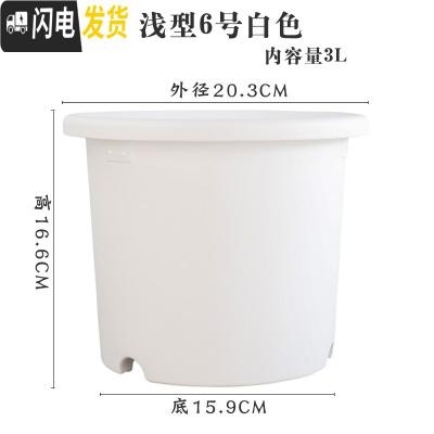 三维工匠加厚加仑盆树脂控根绿萝绣球月季种植盆爱丽丝圆口塑料花盆 6号浅型白色(单花盆) 中等花盆容器