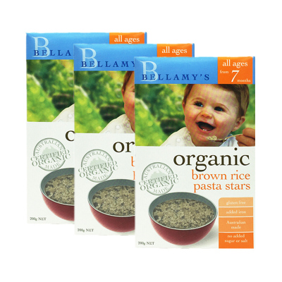 贝拉米官方授权-贝拉米有机高铁婴儿米粉7个月+有机棕米糙米星星意面*3盒