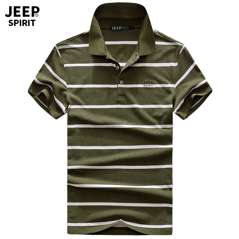 jeep吉普夏季新款男士翻领日常休闲舒适纯棉制造短袖t恤