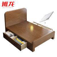 班龙高箱床1.5*2米+床垫胡桃色套