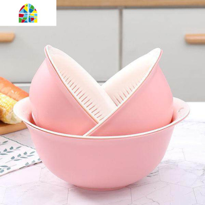 封后顺豪懒角落双层洗菜篮加厚厨房沥水篮子客厅家用水果盘漏盆 FENG g[新加厚双层]时尚苹果绿双层二件套(大号+中号