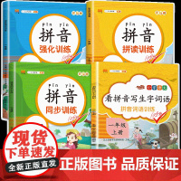 一年级拼音拼读训练幼小衔接教材全套4册拼音练习册 幼儿园大班小学学前班一日一练1年级上册同步强化训练拼音学习教材儿童早教