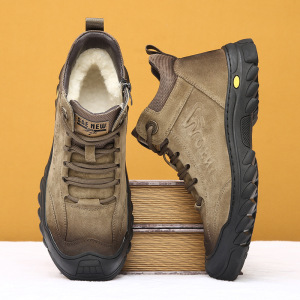 雪地靴男士冬季加厚羊毛一体棉鞋男款真皮东北户外高帮男鞋保暖