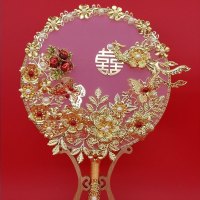 美帮汇新娘秀禾团扇结婚古风婚礼扇子中式喜扇出嫁遮面手工diy材料包 繁花似锦成品