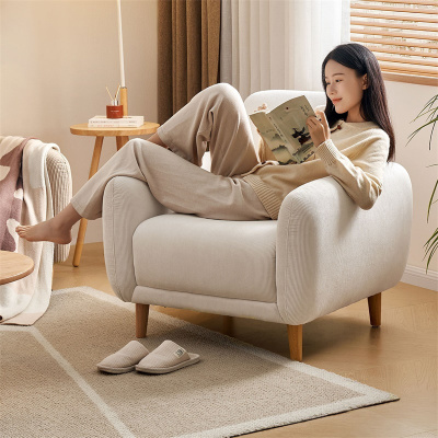 全友家居布艺沙发单人椅实木框架现代简约客厅阳台休闲沙发