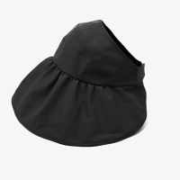 日系遮阳防晒渔夫帽女夏季防紫外线空顶黑胶大檐可折叠无顶帽子