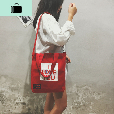 字母帆布包韩版大容量包包初高中女学生校园森系原宿ins斜挎包NEW LAKE女斜挎包