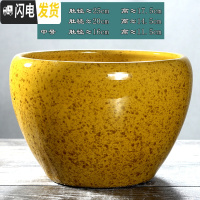 三维工匠绿萝花盆陶瓷大号特大号简约直筒肉肉植物多肉花盆带托盘 金色苹果型[黄花釉] 特大(尺寸看图片)花盆容器