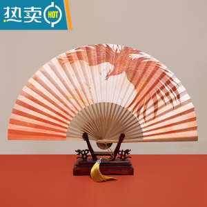XIANCAI扇子8寸30方 空白扇中国风油竹折扇题字纸扇戏曲扇男扇手绘 8寸30纸面折扇-凤凰涅槃