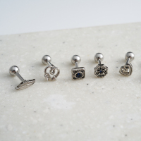 韩国耳钉复古创意爱心方形圆形叶子耳骨钉女耳蜗粗杆螺丝拧送女朋友老婆情人节七夕生日礼物