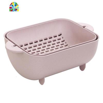 双层厨房翻转洗菜篮客厅茶几水果盘创意洗水果可旋转洗菜盆 FENGHOU 绿色