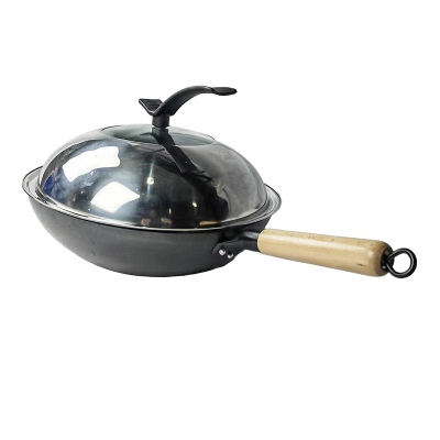 妙简乐 带盖炒菜铁锅 32cm 个