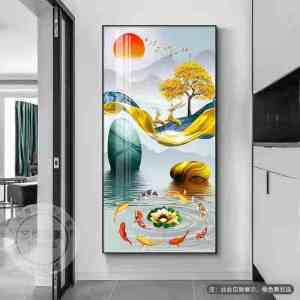 维诺亚入户玄关装饰画轻奢正门对面墙壁画简约玄幻走廊过道竖版挂画