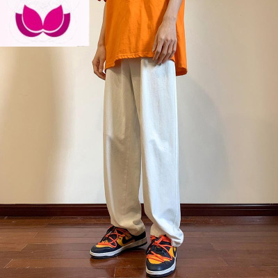 七斓高街直筒休闲裤男春季宽松复古工装裤潮牌美式垂感纯色拖地长裤子