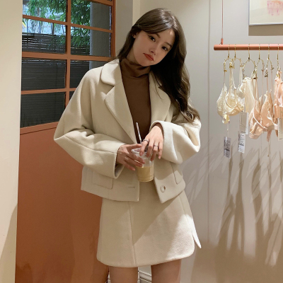 [3件8.5折322.9元,叠加优惠券]唐狮冬新款韩版网红西装毛呢厚外套半身裙in潮流