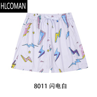HLCOMAN美式印花运动短裤新款四分篮球裤学生撞色宽松潮流花裤子男女