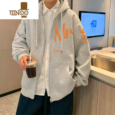 YANXU卫衣外套男ins潮牌美式宽松涂鸦印花休闲上衣潮流拉链开衫