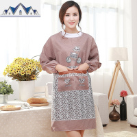 围裙韩版时尚厨房长袖罩衣外套家用成人女男士围腰工作服防油污 三维工匠
