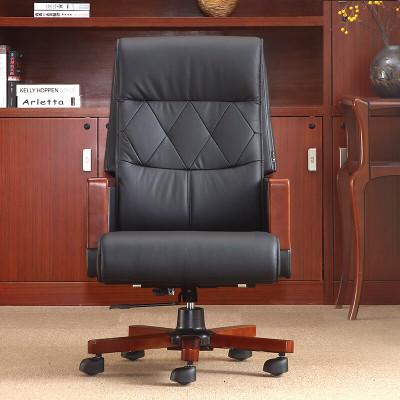 域赢实木椅老板椅会议椅可躺办公椅商务经理办公椅舒适家用电脑椅子西皮