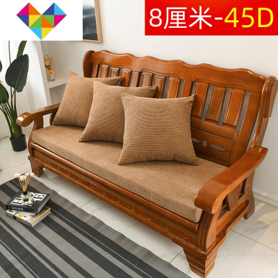 加厚45D加硬海绵坐垫实木沙发座垫子坐垫红木椅坐垫防滑可拆洗咖啡色（8厘米厚-45D）50*155厘米（只含坐垫）
