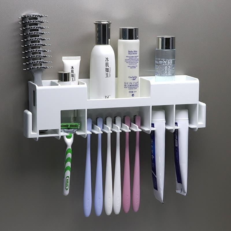牙刷置物架壁挂式牙刷架牙膏架剃须刀架 卫生间浴室免打孔牙刷架