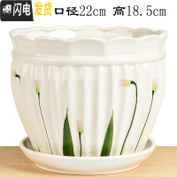 三维工匠花盆陶瓷带托盘特大号大号家用塑料室内客厅创意绿萝绿植多肉花盆 特大号蒲公英1件套 大花盆容器
