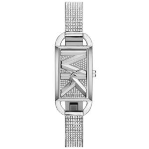 Michael Kors 女士石英三针银色镶钻矩形腕表mm防水米