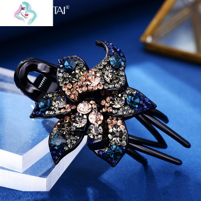 发夹后脑勺三齿鸭盘发头饰气质大号网红优雅盘头固定女顶夹你那么美深紫色