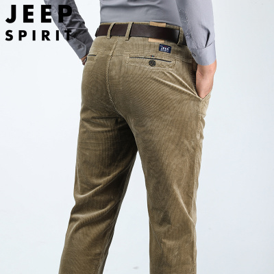 JEEP吉普秋季新款条绒裤男中年商务休闲灯芯绒直筒长裤子BJP033