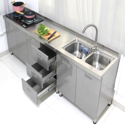 藤印象304不锈钢厨房橱柜简易灶台柜橱柜一体整体家用厨房柜子碗柜储