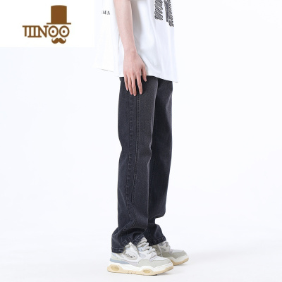 YANXU 美式高街微喇叭牛仔裤男款夏季修身直筒宽松长裤痞帅裤子