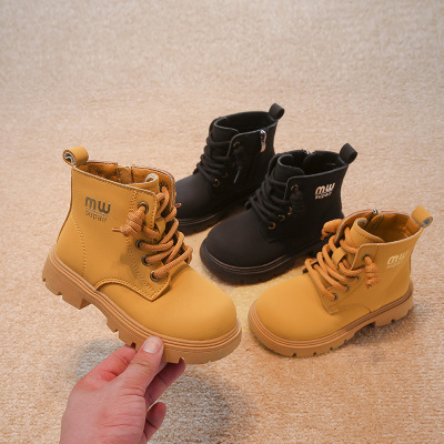 儿童靴子年秋季新款英伦风单靴时尚童靴厚底女童男宝短靴_141