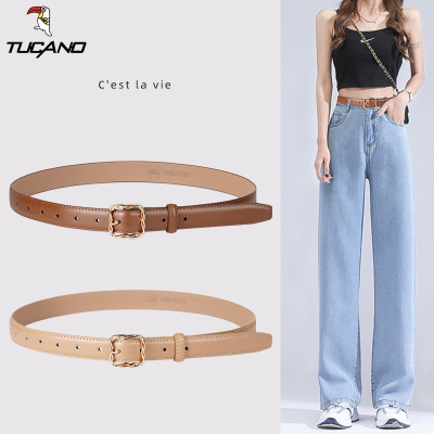 啄木鸟皮带女夏季装饰真皮正品牛皮裤带百搭ins风女士时尚细腰带