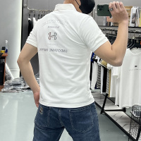 翻领短袖T恤男款夏季新款美式潮烫钻字母修身休闲百搭半袖POLO衫