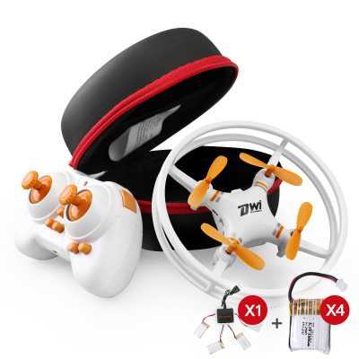 Dwi360°防护耐摔-无人机迷你飞行器UFO飞碟航模四轴飞行器男孩小型遥控飞机儿童玩具橙色-定高-便携包-四电
