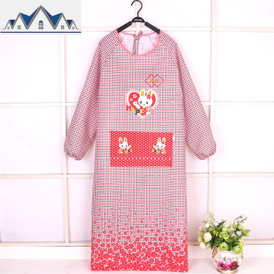 韩版防水长袖加长围裙女加大不沾毛厨房防油反穿衣男士工作服 三维工匠