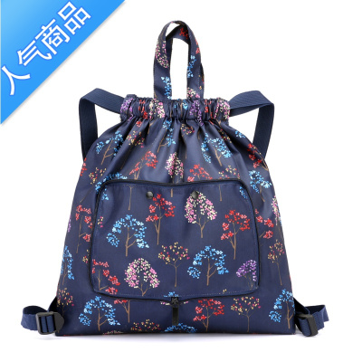 FENGHOU旅行束口袋抽绳双肩背牛津布百搭时尚折叠背包女尼龙布大容量买菜旅行包男女