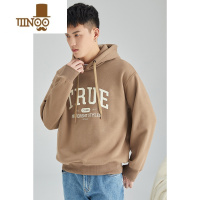 YANXU圆领卫衣男套头美式高街连帽宽松感灰色运动男外衣