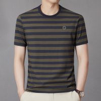 2025夏季经典撞色条纹圆领短袖T恤男休闲2025新款半袖时尚上衣男