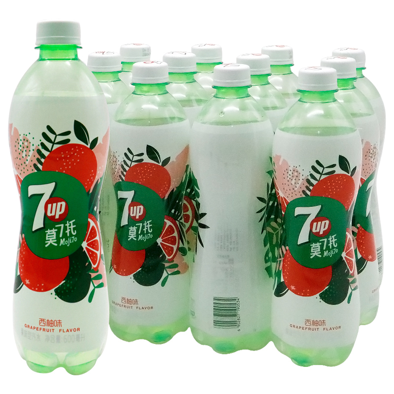 百事可乐七喜 莫7托 西柚味 果味汽水600ml*12瓶/整箱