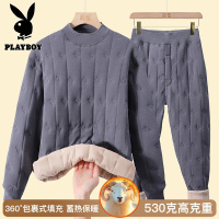 花花公子新款校服神器羊毛桑蚕丝填充男女套头保暖内衣套装