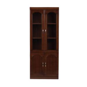 铜林油漆书柜800*400*2000木质文件柜办公书柜柚木色二门#201