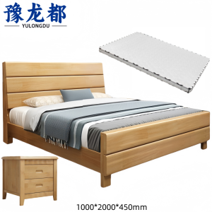 豫龙都 床+床垫+床头柜 1米套
