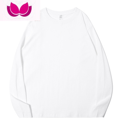 七斓280g直口长袖T恤男 白色打底衫美式休闲厚实圆领上衣