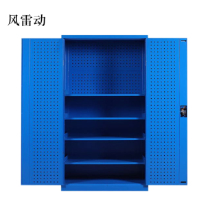 风雷动工具柜加厚铁皮储物柜工厂车间用带抽屉汽修多功能收纳柜通门带网柜蓝色