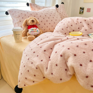 兔毛绒床上四件套新款冬季加厚保暖牛奶绒床单床笠被套三件套