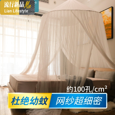 圆顶吊顶蚊帐三开加大尺寸吊挂式欧式宫廷公主风超大号加密 三维工匠
