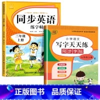 语文字帖+英语字帖(上册) 小学三年级 [正版]三年级上册同步练字帖语文+英语 语文下册人教版PEP 硬笔书法钢笔字贴每