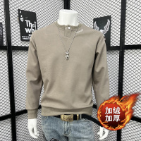 冬季新款男士高品质纯色卫衣简约时尚打底衫纽扣设计宽松百搭上衣