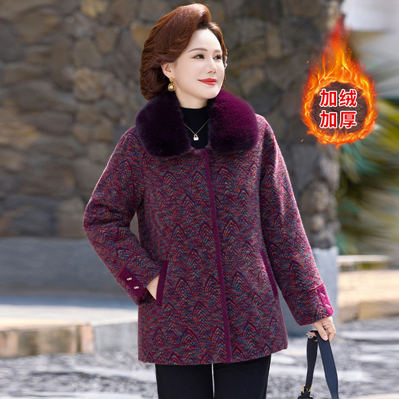 新款女装大码妈妈装仿貂毛大衣时尚女加绒保暖外套冬装40岁衣服